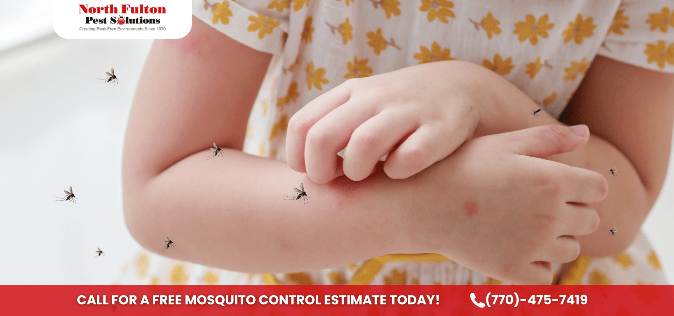 Mosquito sitting on baby arms